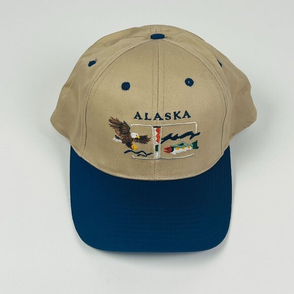 Alaska Wildlife Hat Embroidered Bald Eagle Bear Fish Adjustable Souvenir Cap - Picture 2 of 6